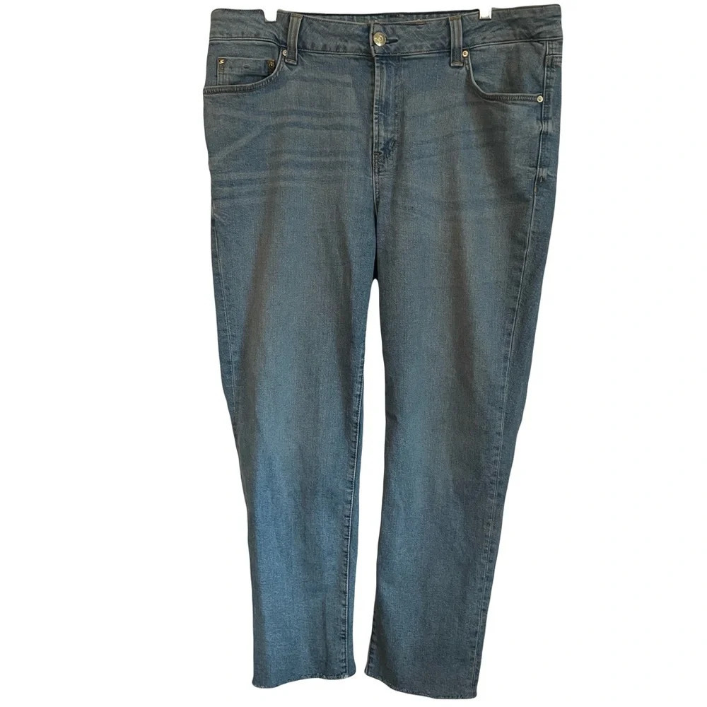 7 Seven Marilyn Boyfriend High Rise Hem Denim Blue Jeans Size 16 16W